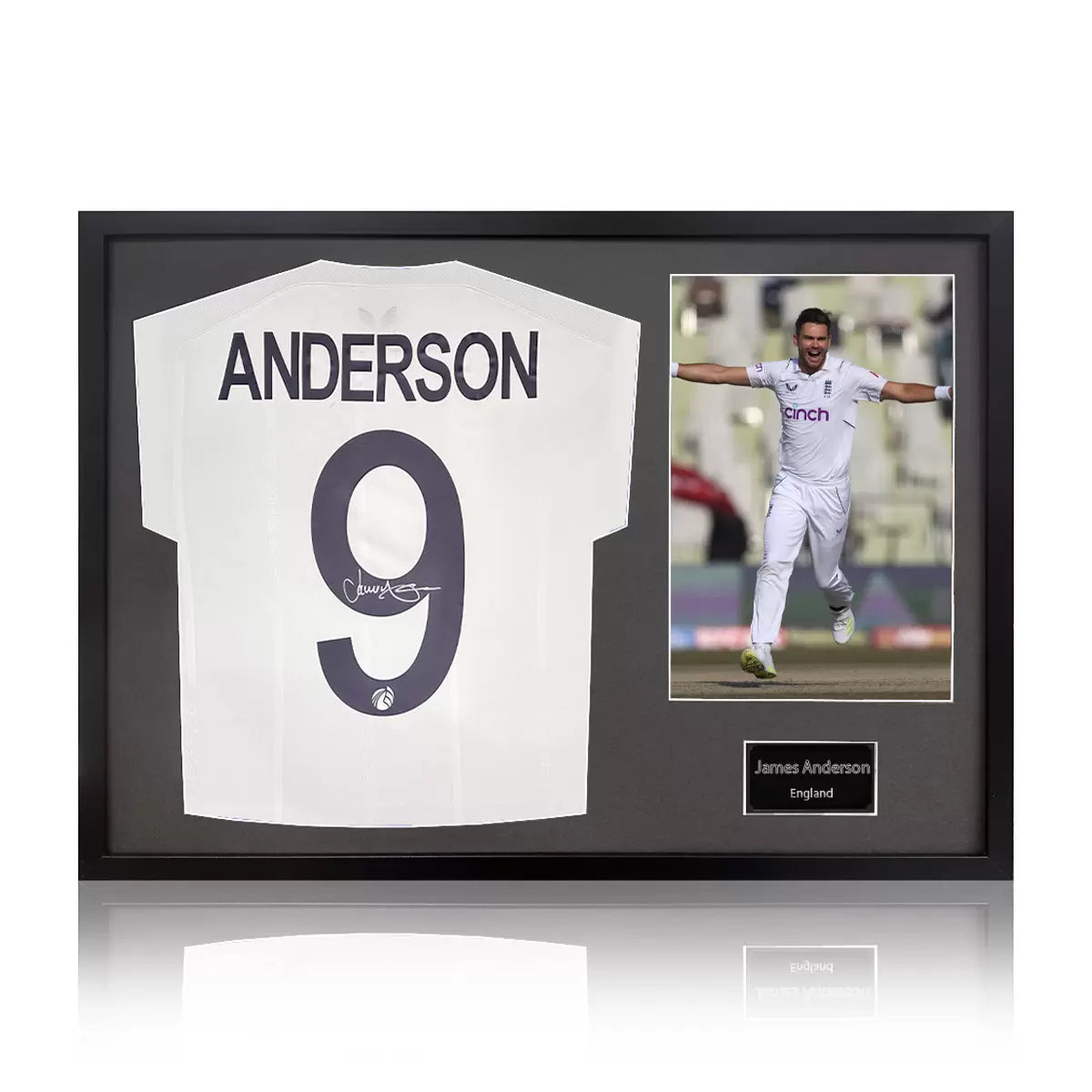 James Anderson Signed Framed England Cricket Shirt including 1 Photo in 2