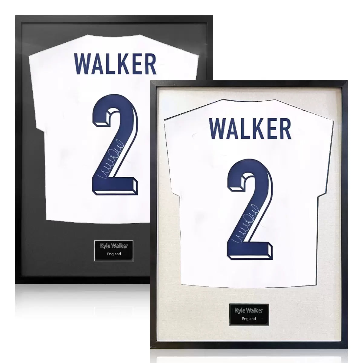 Kyle Walker Signed Framed England Football Shirt in 2 Options: White or Black
