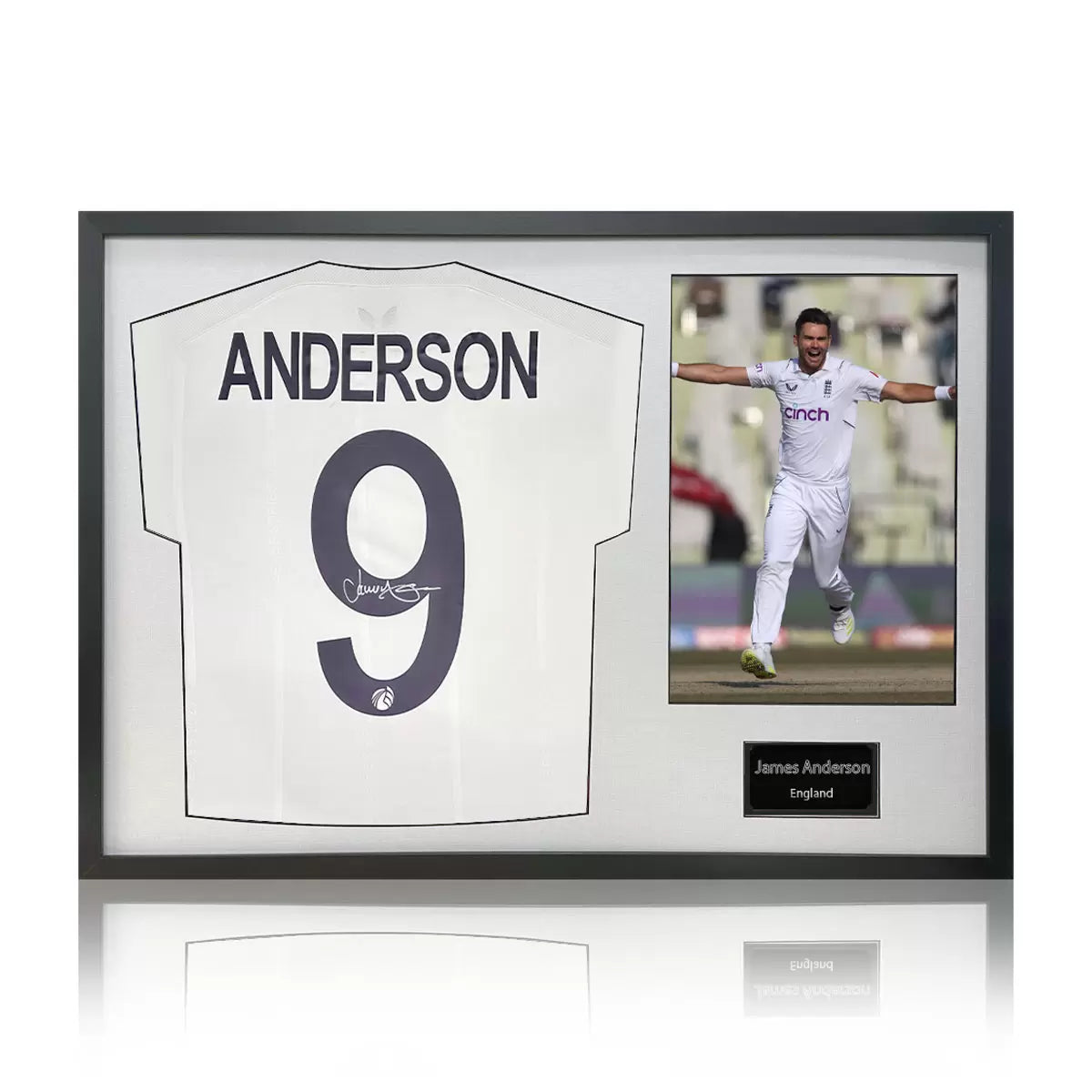 James Anderson Signed Framed England Cricket Shirt including 1 Photo in 2