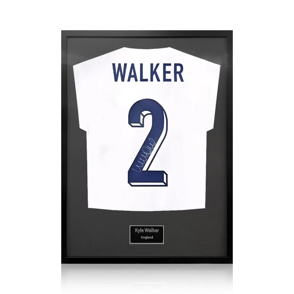 Kyle Walker Signed Framed England Football Shirt in 2 Options: White or Black