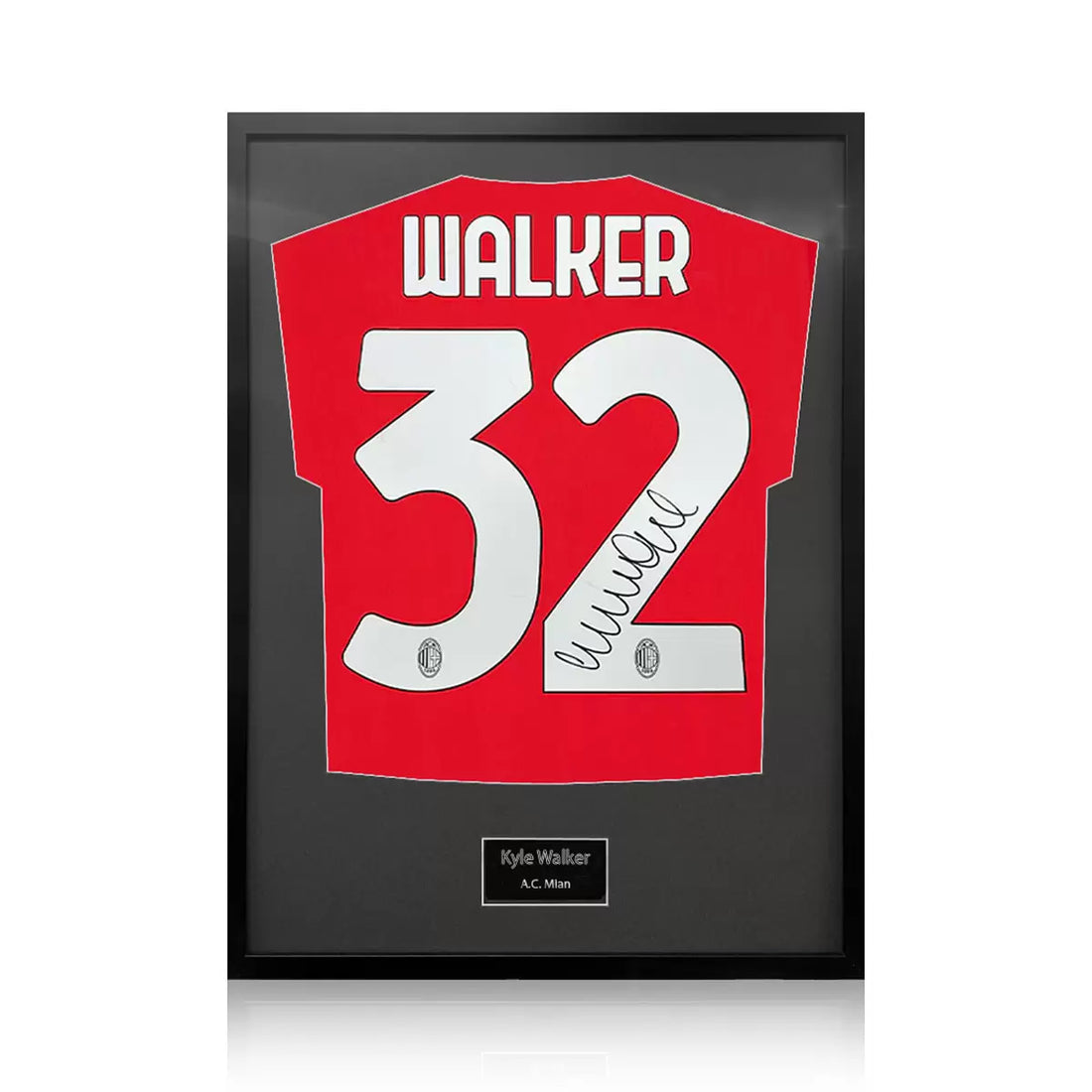Kyle Walker Signed Framed AC Milan Football Shirt in 2 Options: White or Black