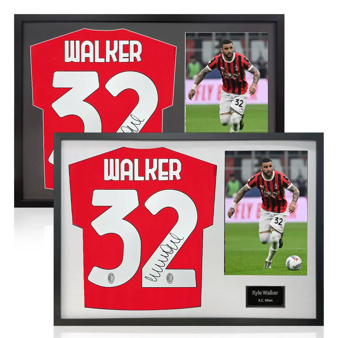 Kyle Walker Signed Framed AC Milan Shirt including 1 Photo in 2 Options: White