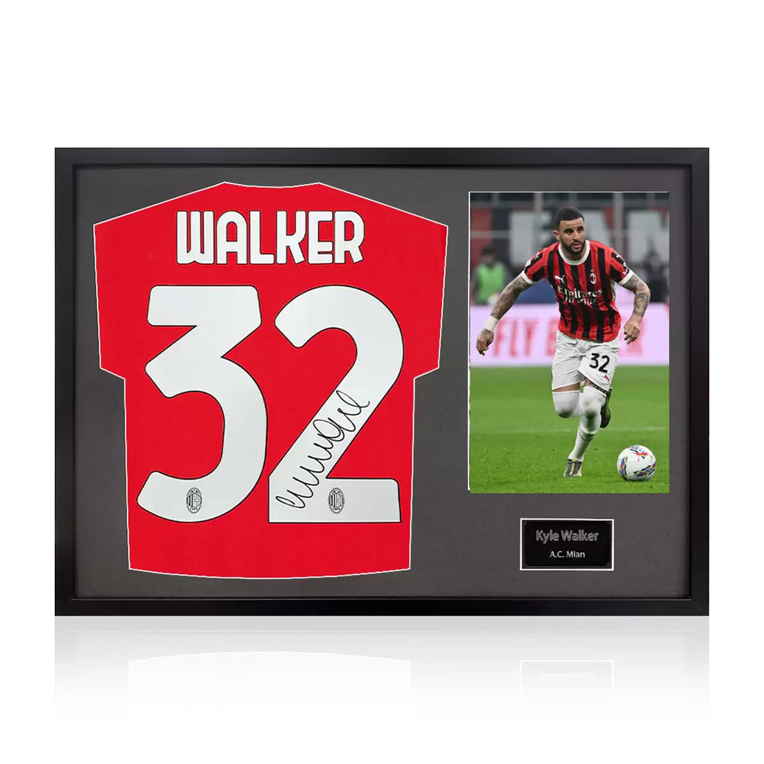 Kyle Walker Signed Framed AC Milan Shirt including 1 Photo in 2 Options: White