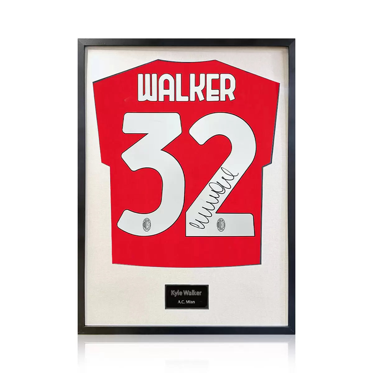 Kyle Walker Signed Framed AC Milan Football Shirt in 2 Options: White or Black