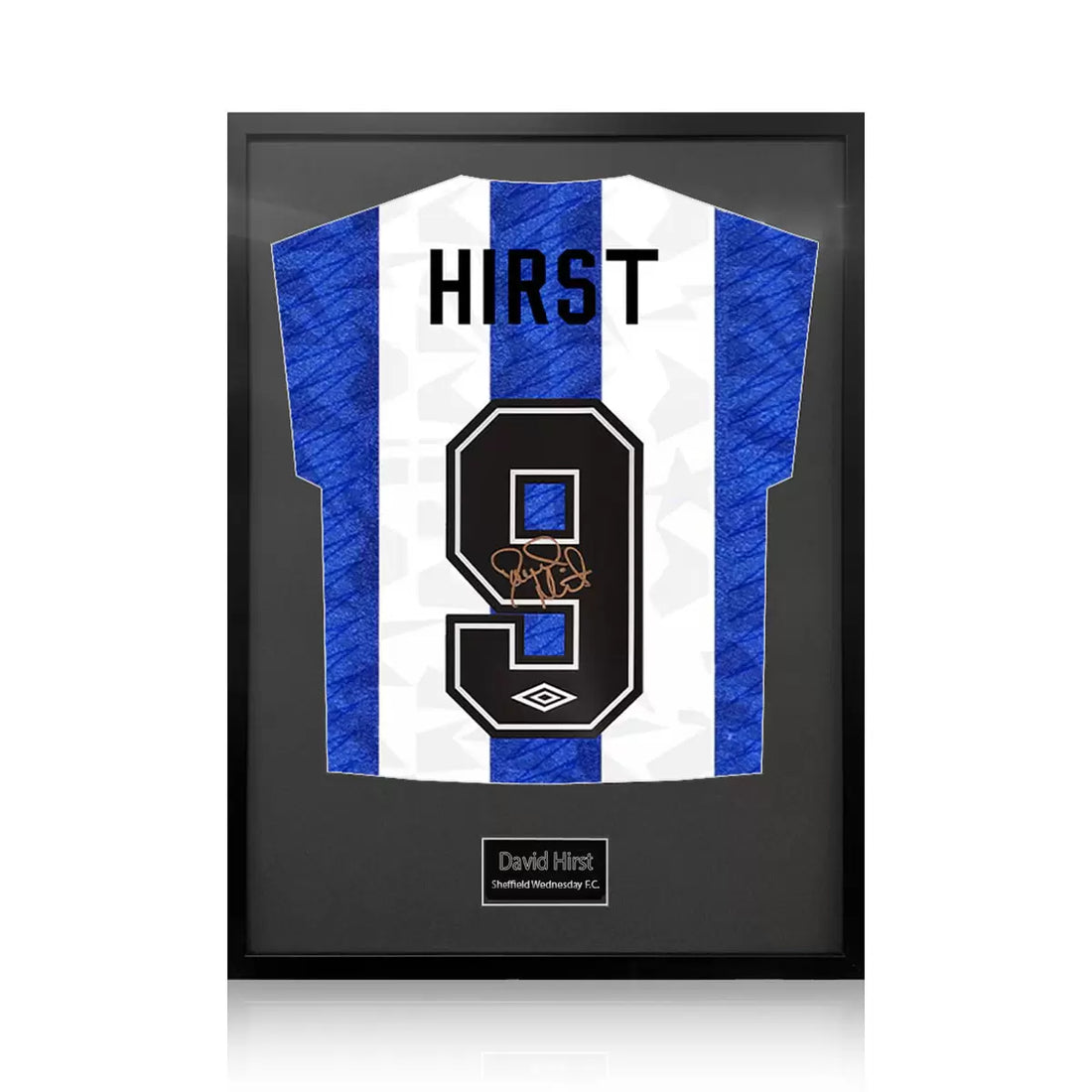 David Hirst Signed Framed SWFC Football Shirt in 2 Options: White or Black Mount
