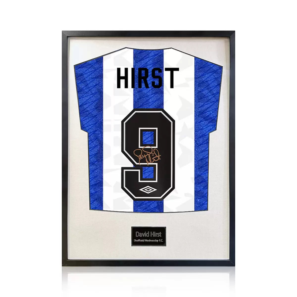 David Hirst Signed Framed SWFC Football Shirt in 2 Options: White or Black Mount