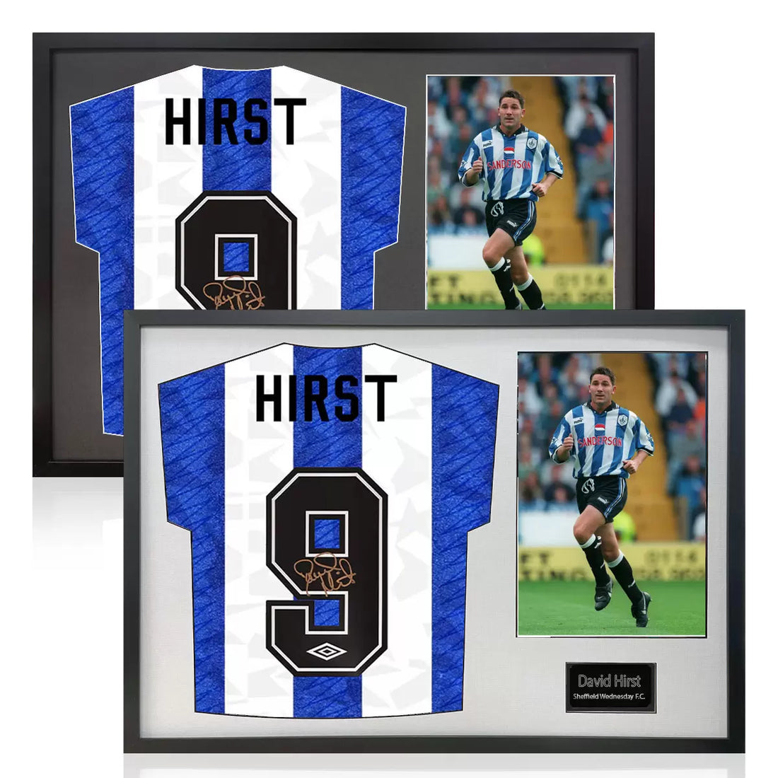 David Hirst Signed Framed SWFC Football Shirt including 1 Photo in 2 Options