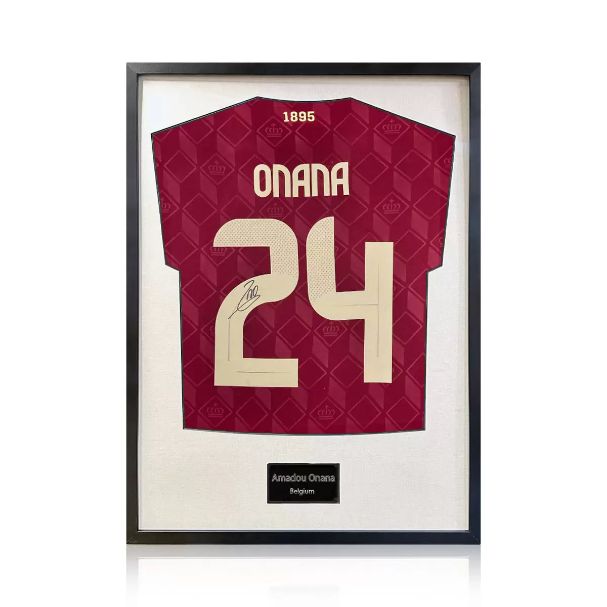 Amadou Onana Signed Framed Belgium Football Shirt in 2 Options: White or Black