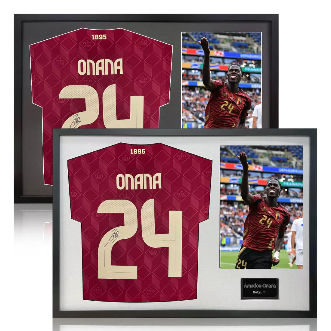 Amadou Onana Signed Framed Belgium Football Shirt including 1 Photo in 2