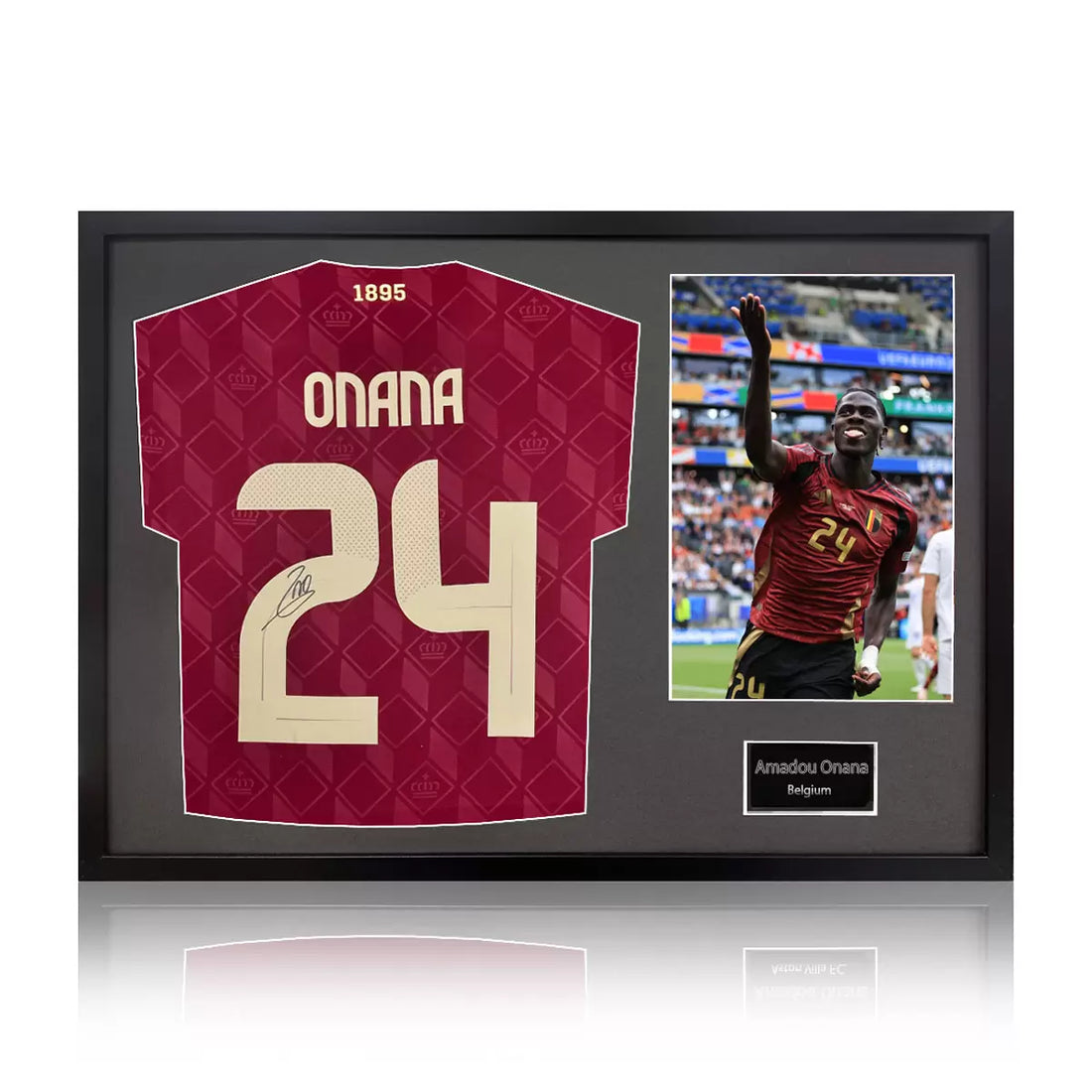 Amadou Onana Signed Framed Belgium Football Shirt including 1 Photo in 2