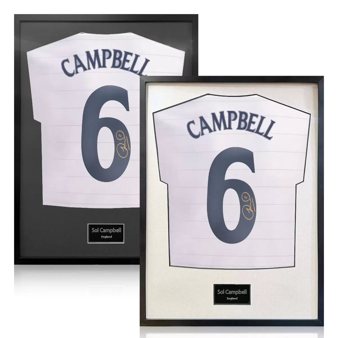 Sol Campbell Signed Framed England Football Shirt in 2 Options: White or Black