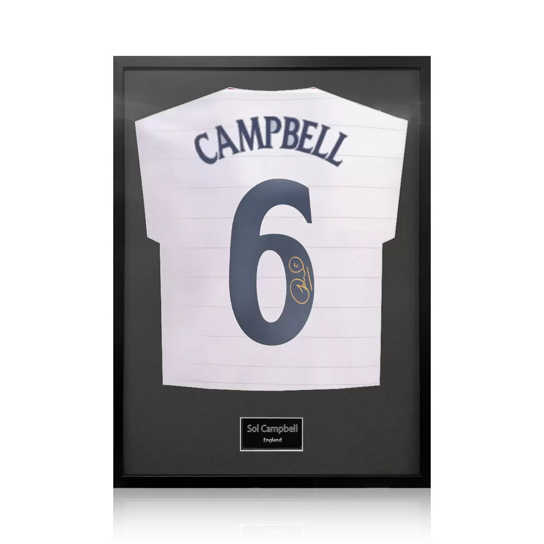 Sol Campbell Signed Framed England Football Shirt in 2 Options: White or Black