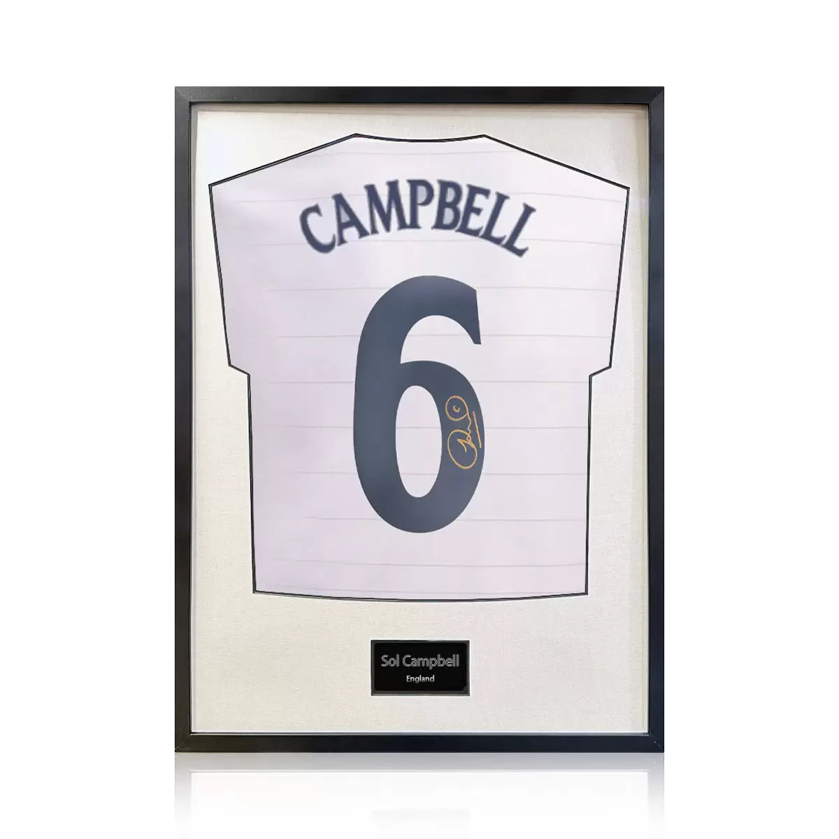 Sol Campbell Signed Framed England Football Shirt in 2 Options: White or Black