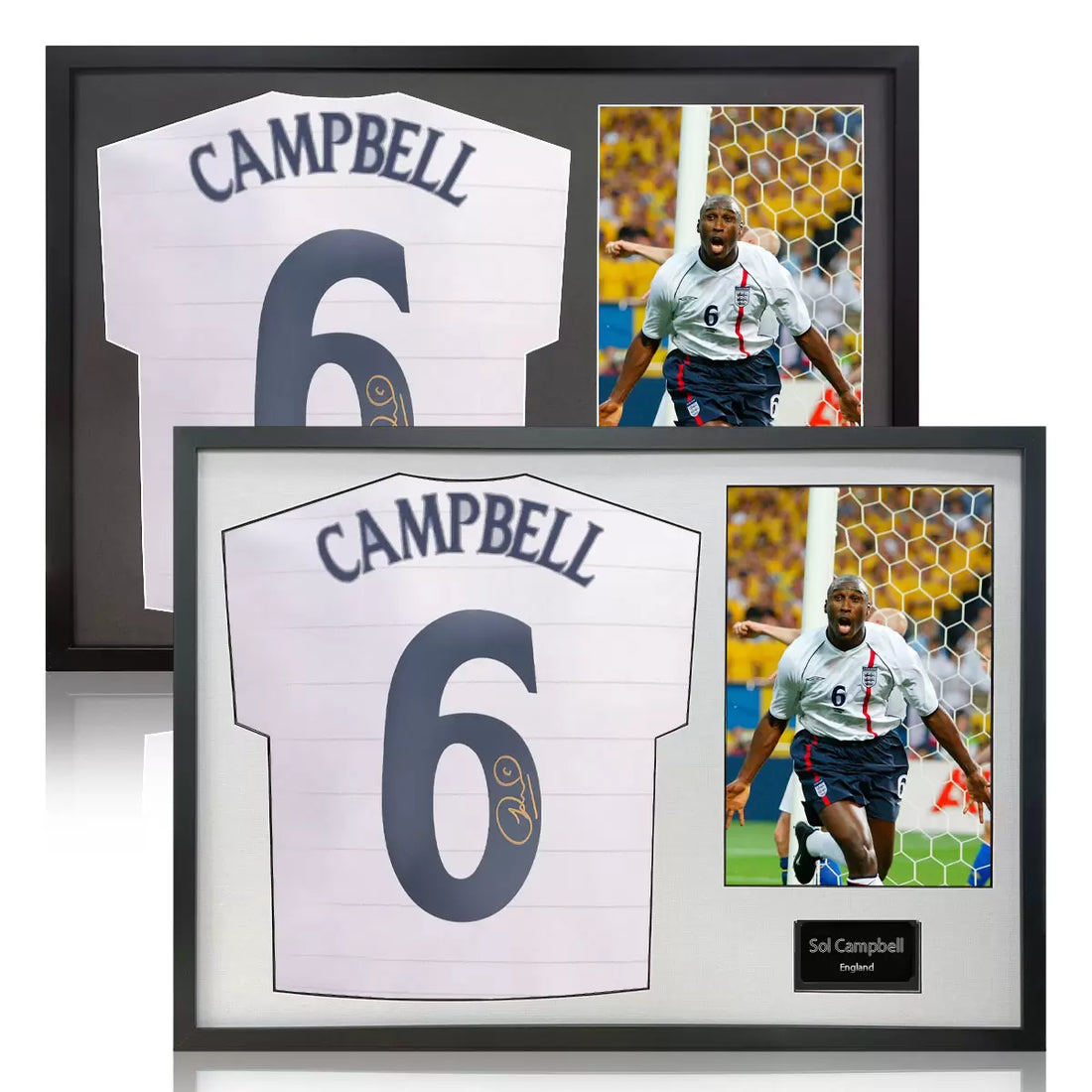 Sol Campbell Signed Framed England Football Shirt including 1 Photo in 2