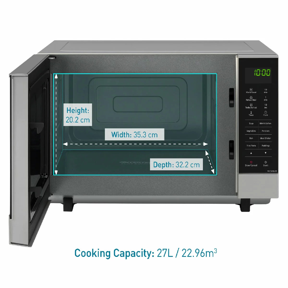 Panasonic 27 Litre 1000W Solo Microwave in Silver, NN-SF464MBPQ