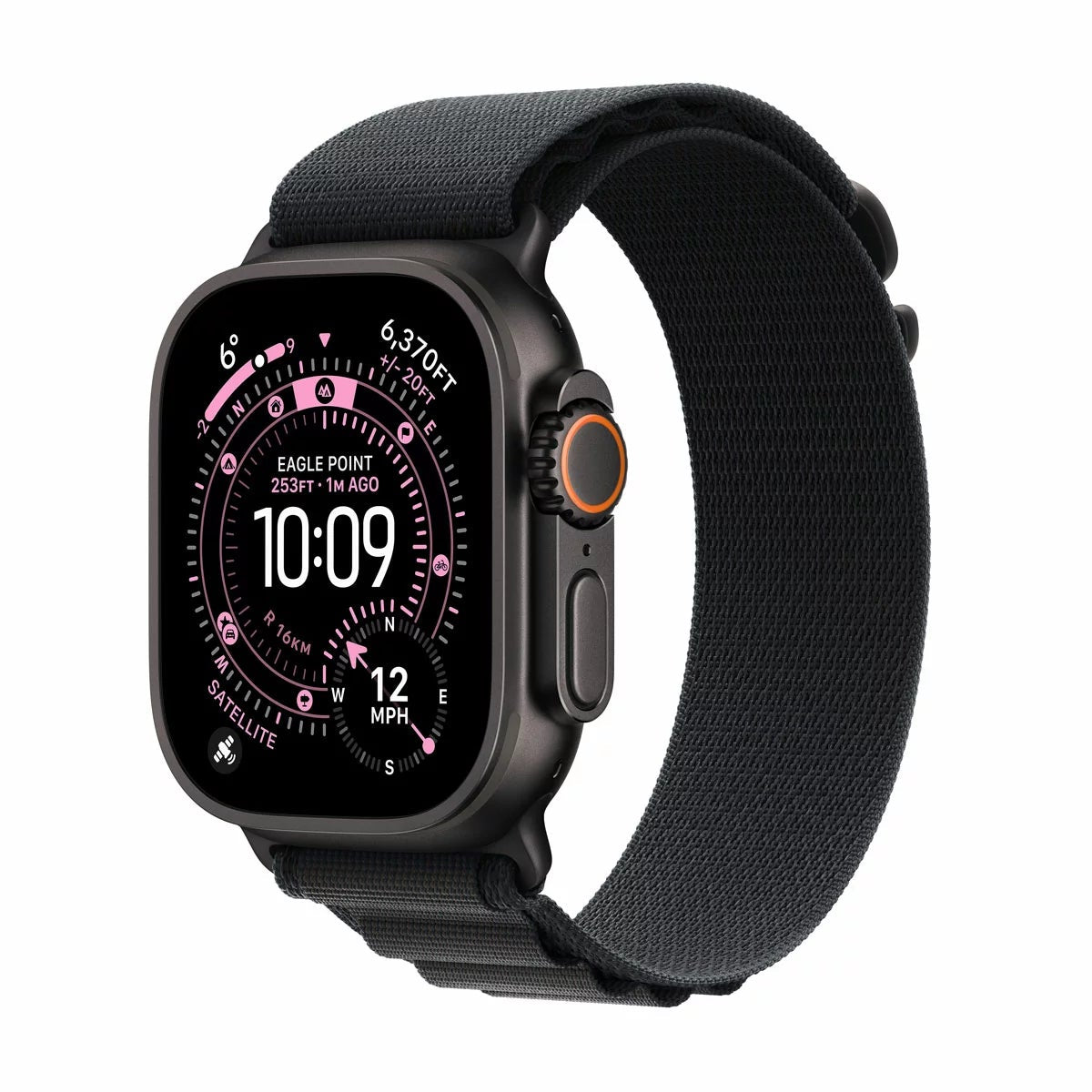 Apple Watch Ultra 3 GPS + Cellular, 49mm Titanium Case with Black Alpine Loop, view 9