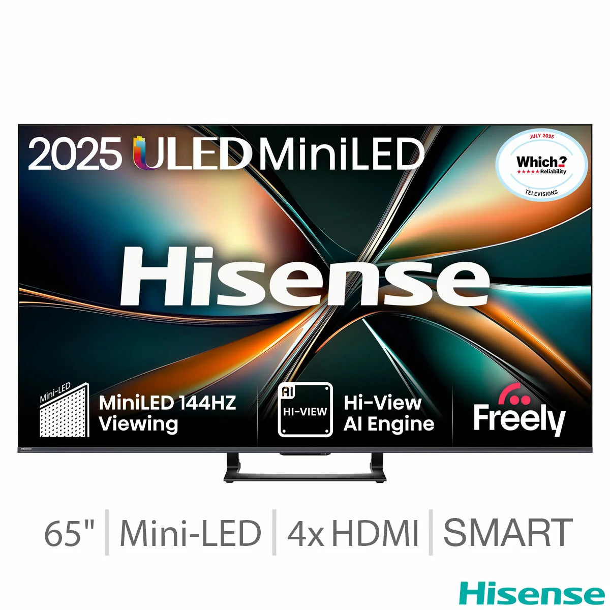 Hisense 65U7QTUK 65 Inch Mini LED HD Smart TV