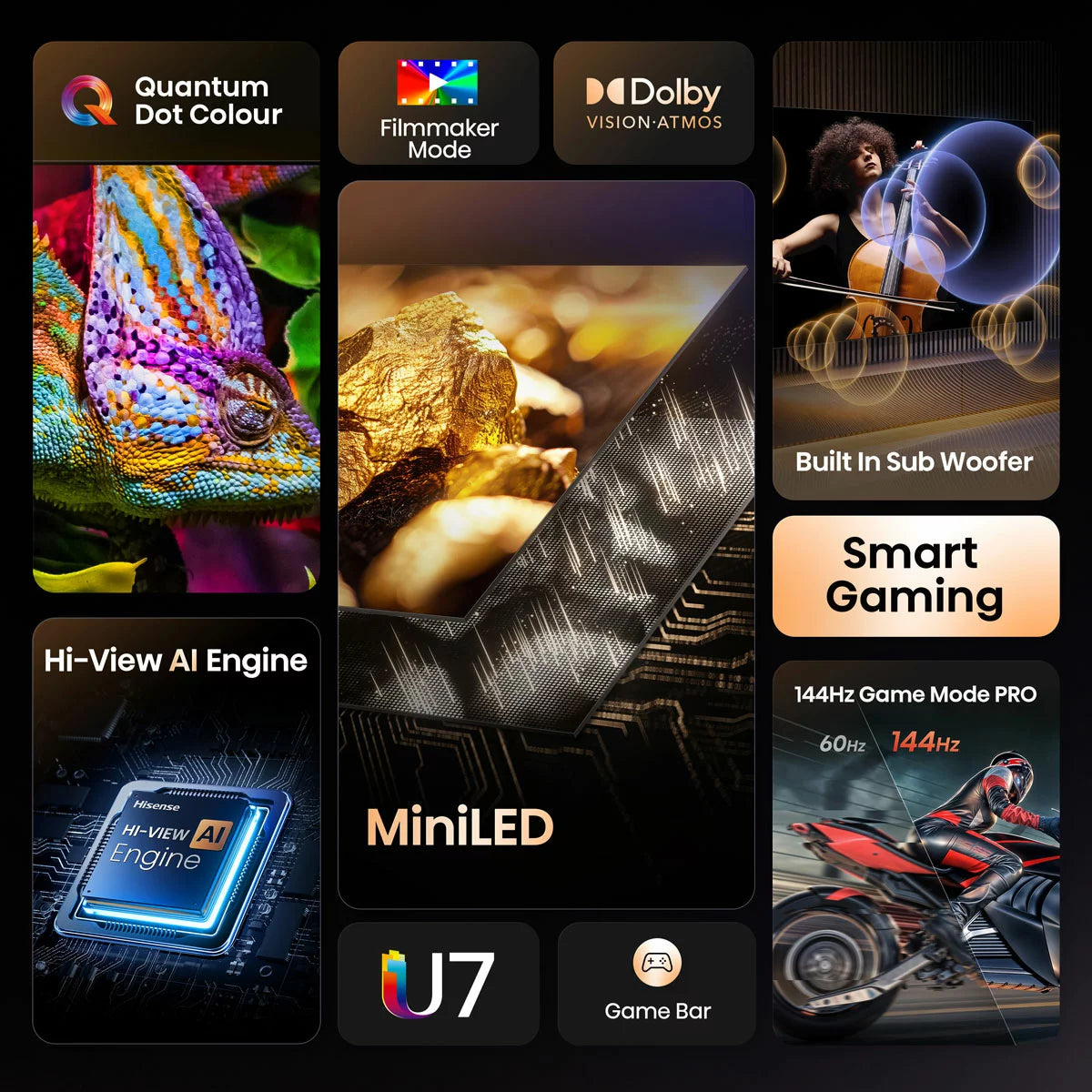 Hisense 50U7QTUK 50 Inch Mini LED HD Smart TV