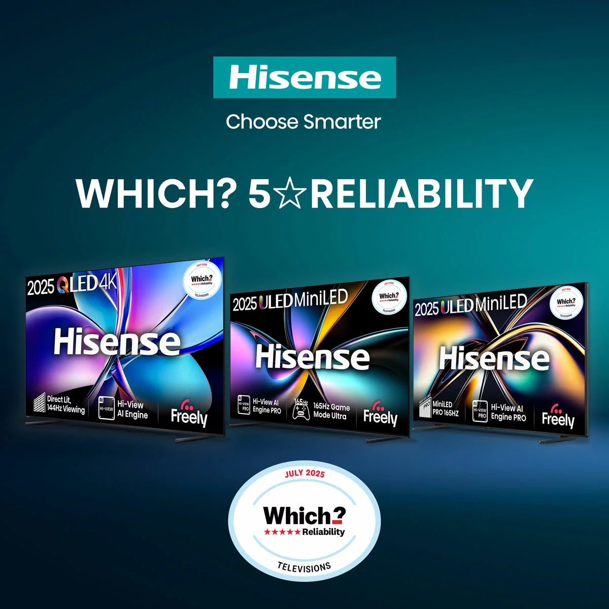 Hisense 100U7NQTUK 100 Inch Mini-LED 4K UHD Smart TV, view 6