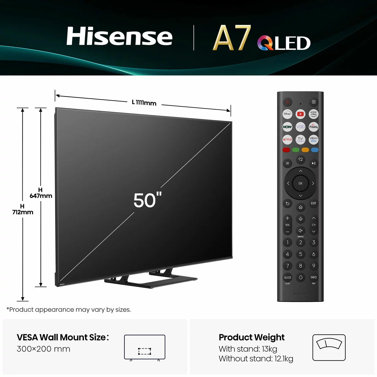 Hisense 50A7QTUK 50 Inch QLED HD Smart TV
