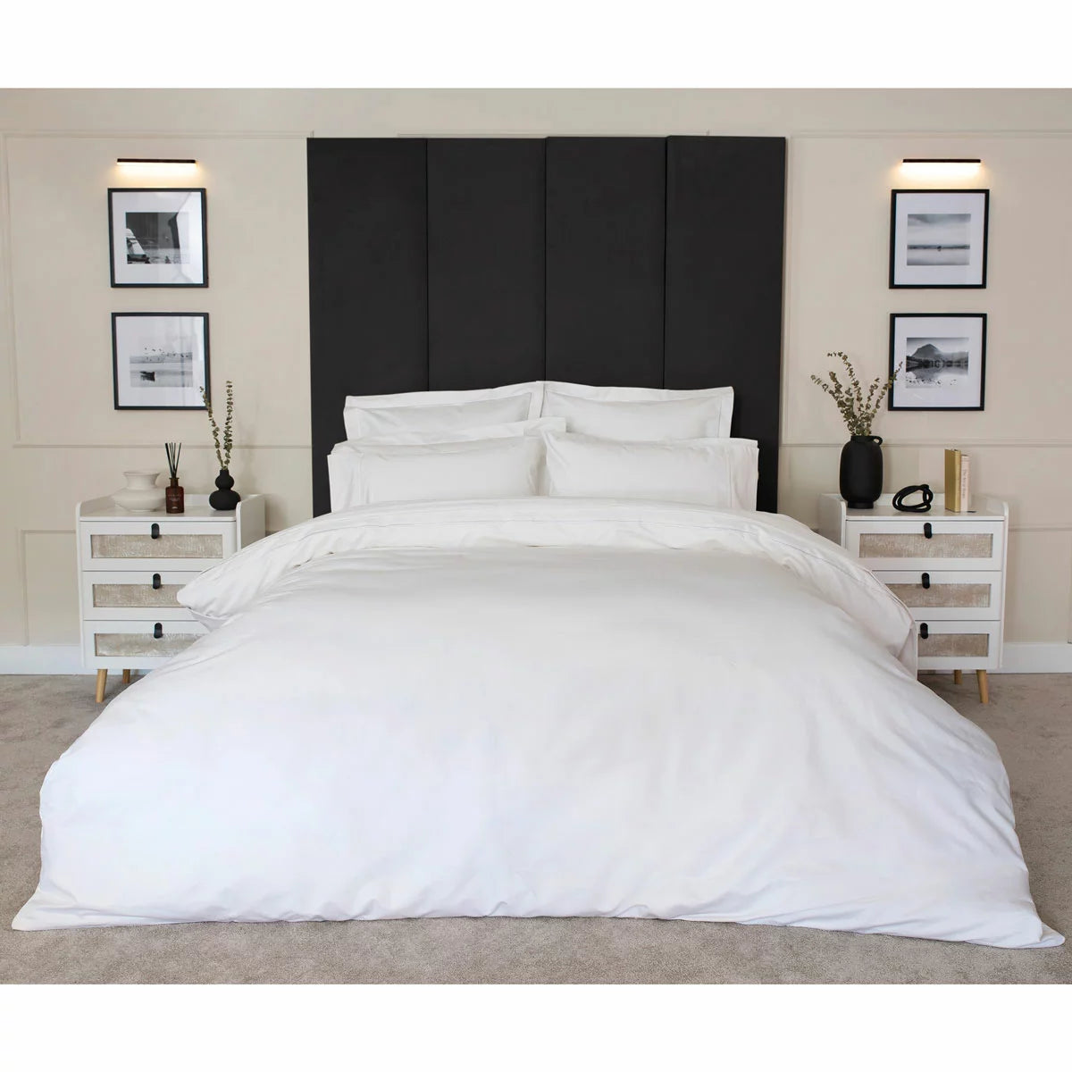 Belledorm 1200 Thread Count Cotton White Bedding Bundle in 3 Sizes