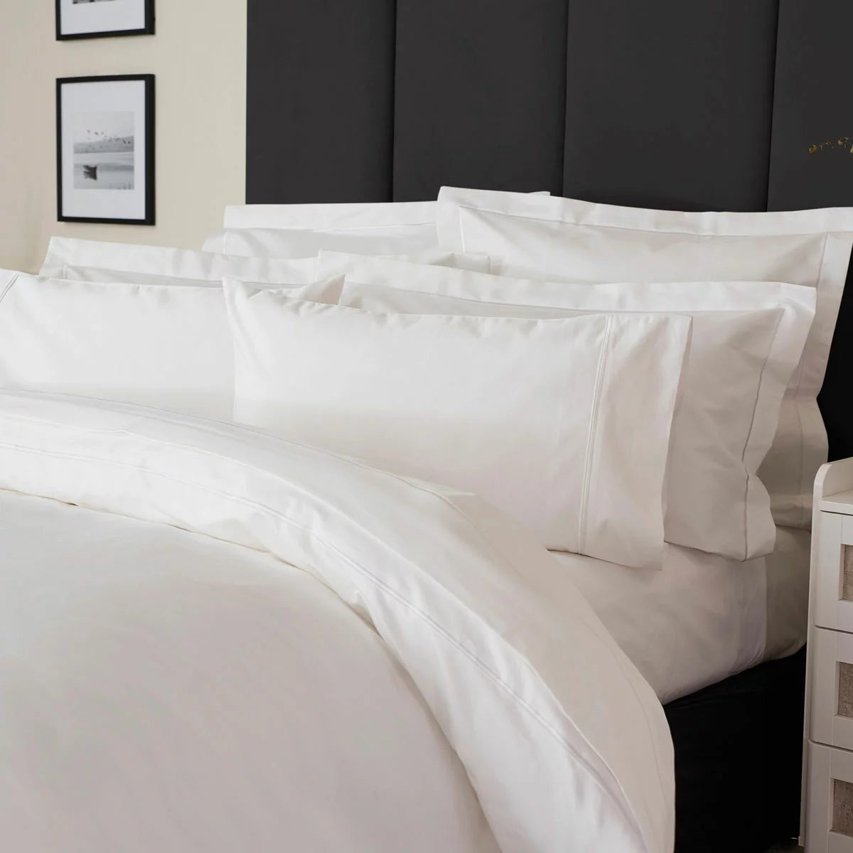Belledorm 1200 Thread Count Cotton White Duvet Cover, in 3 Sizes