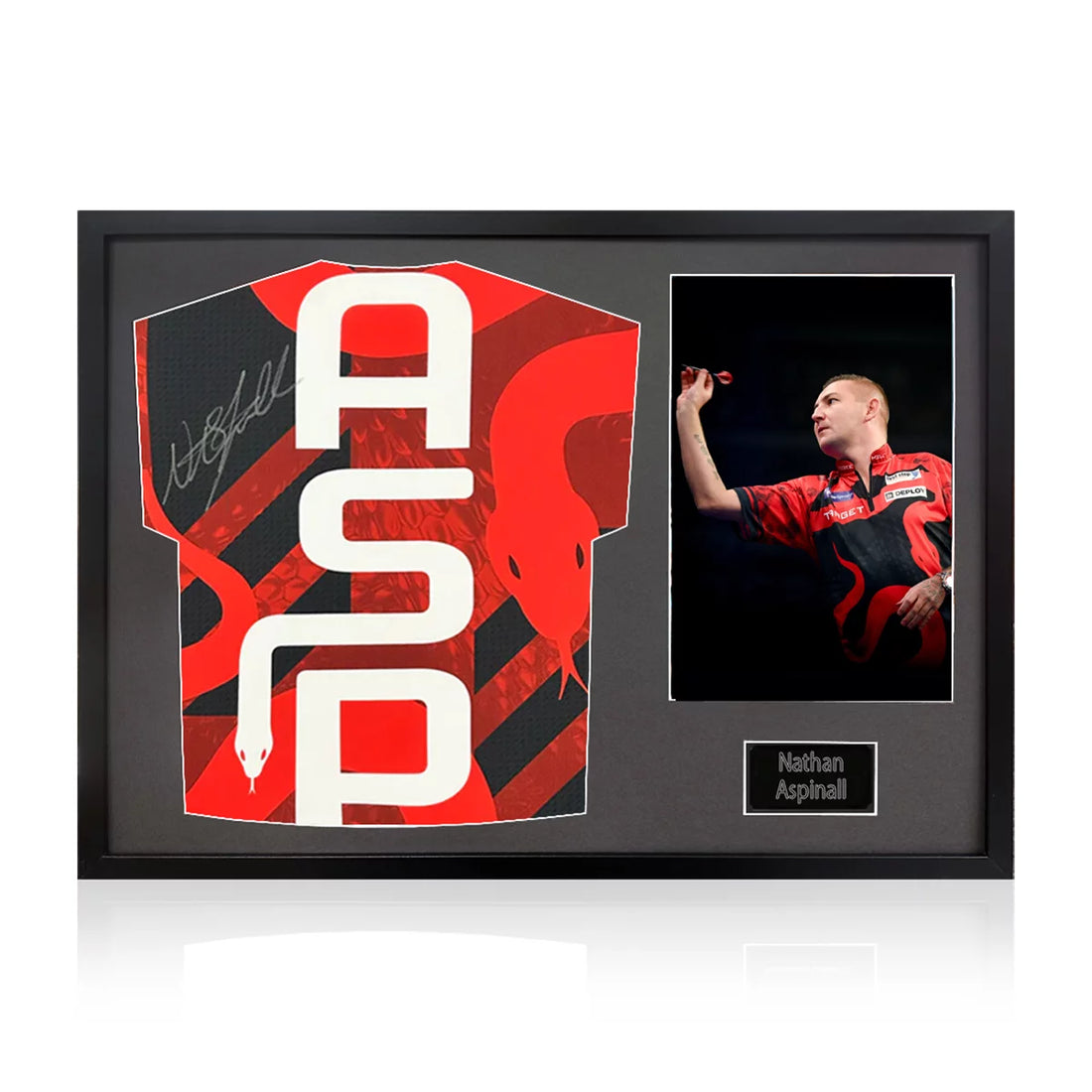 Nathan Aspinall Signed Framed Darts Shirt including 1 Photo in 2 Options: White