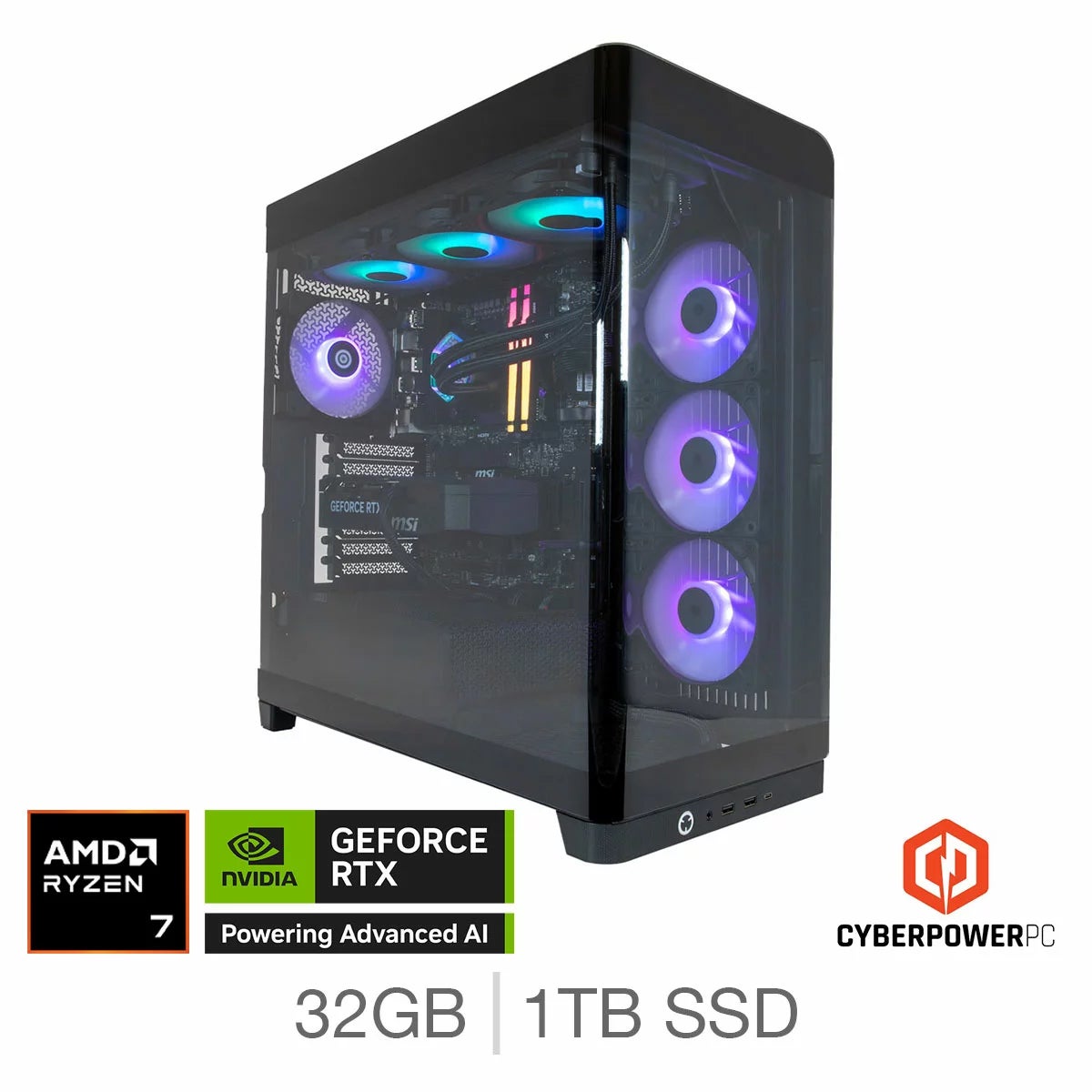 CyberPower, AMD Ryzen 7, 32GB RAM, 1TB SSD, NVIDIA GeForce RTX 5070, Gaming Desktop PC