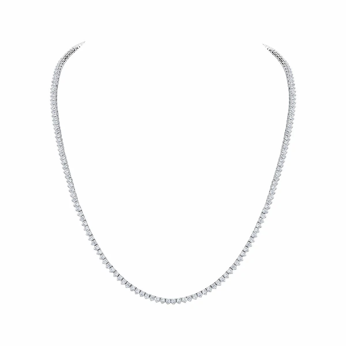 10.00ctw Round Brilliant Cut Diamond Tennis Necklace, 14ct White Gold