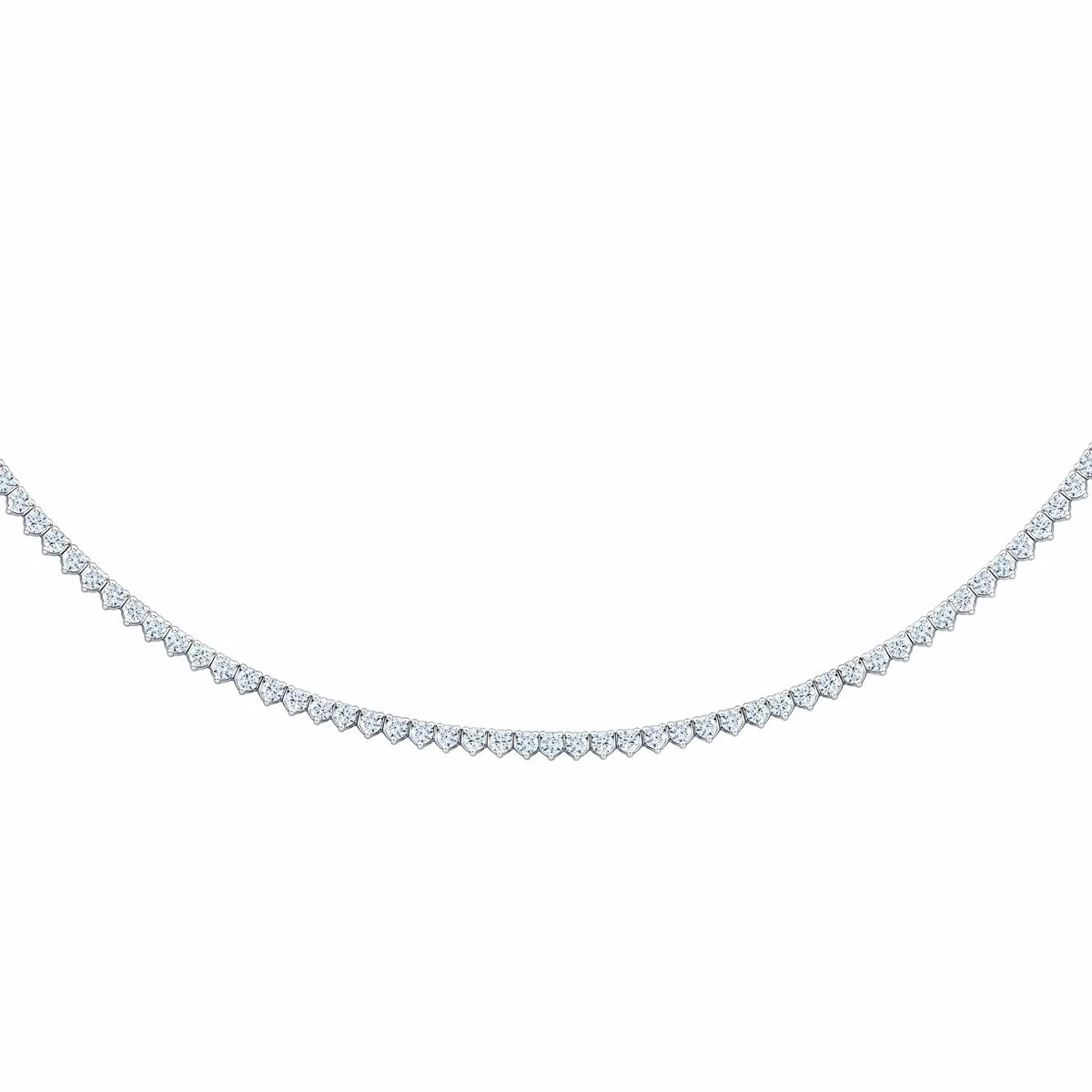 10.00ctw Round Brilliant Cut Diamond Tennis Necklace, 14ct White Gold