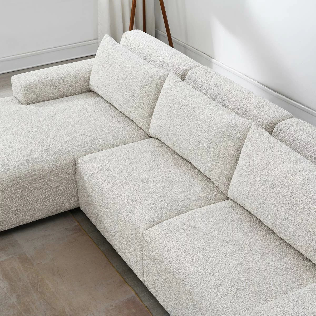 Zyllah Beige Fabric Corner Sofa with Chaise
