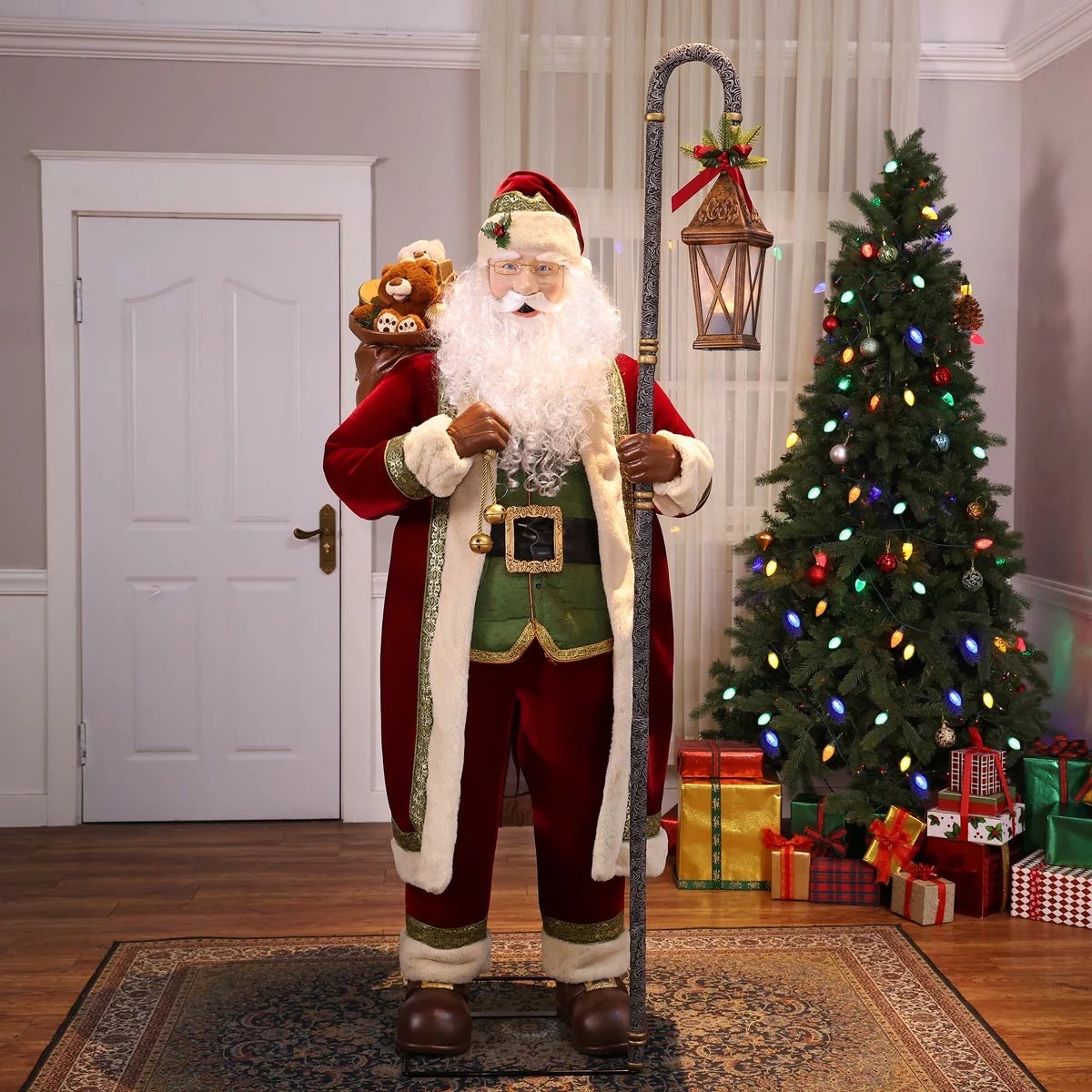 6ft (183cm) Animated Santa with Motion Sensor, Singing & LED Lantern