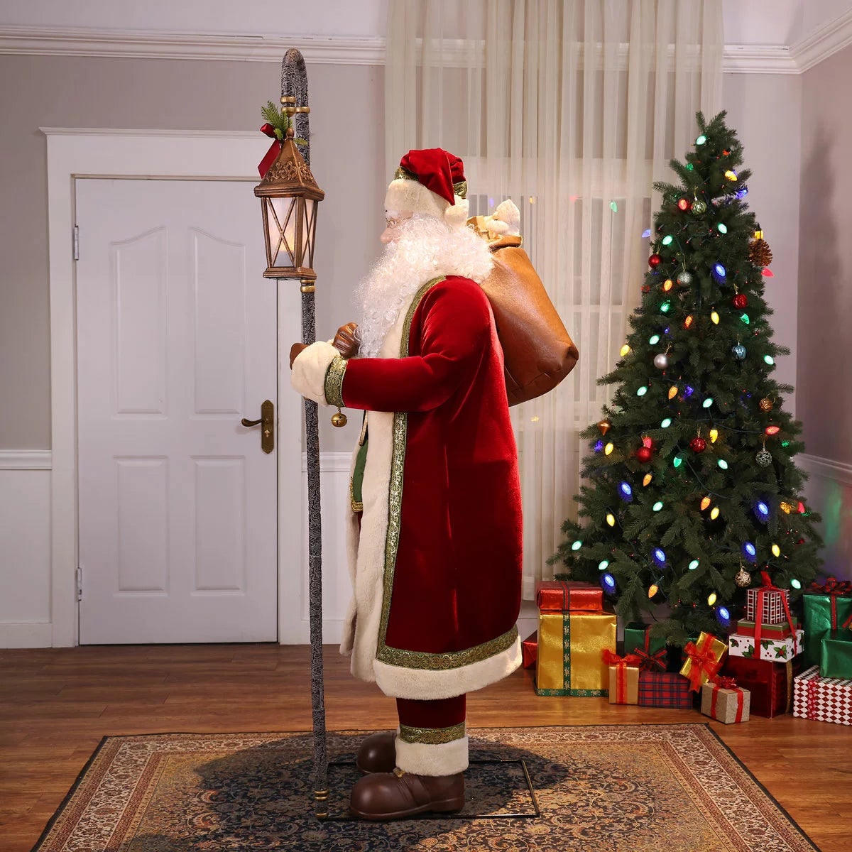 6ft (183cm) Animated Santa with Motion Sensor, Singing & LED Lantern, view 3