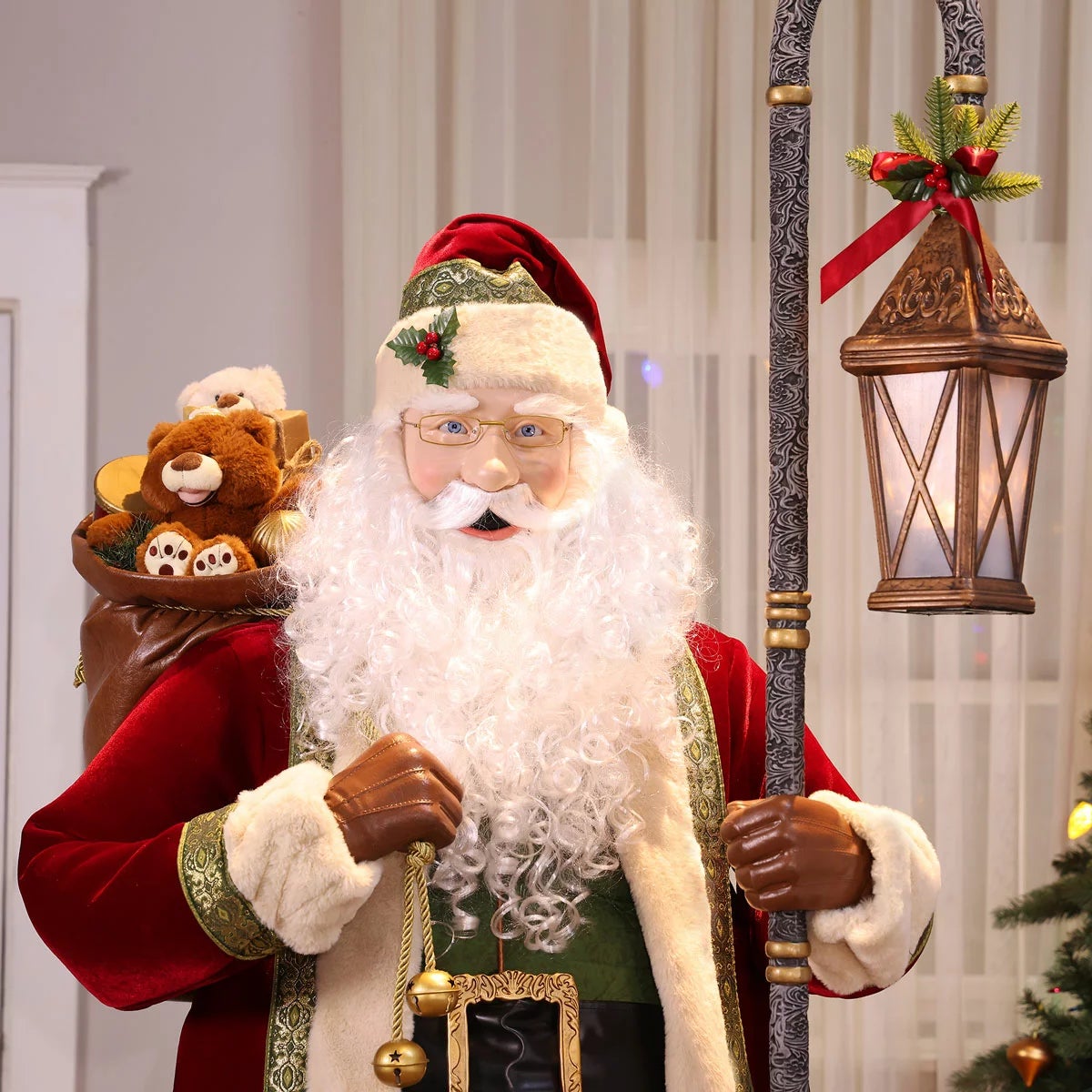 6ft (183cm) Animated Santa with Motion Sensor, Singing & LED Lantern, view 4