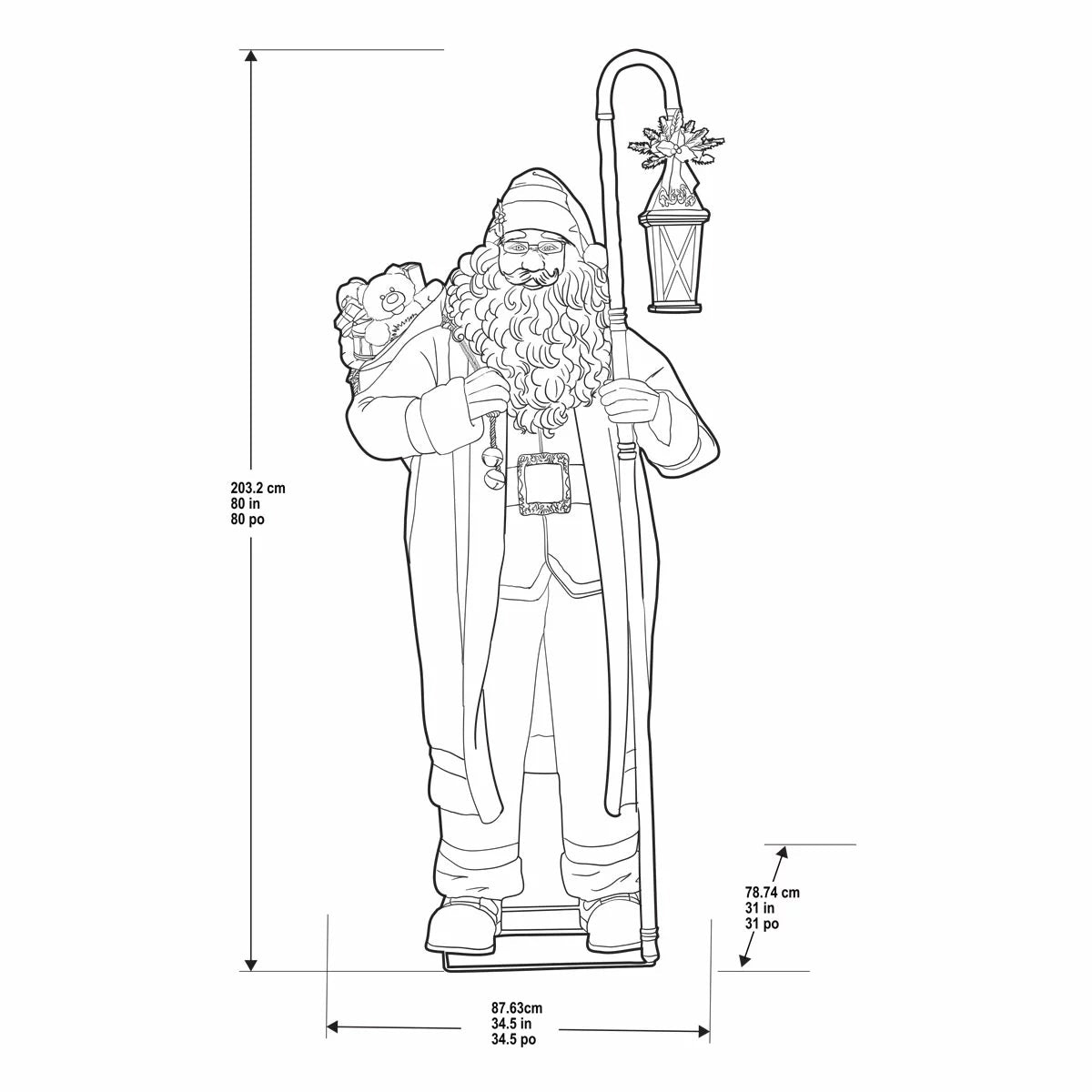 6ft (183cm) Animated Santa with Motion Sensor, Singing & LED Lantern, view 8