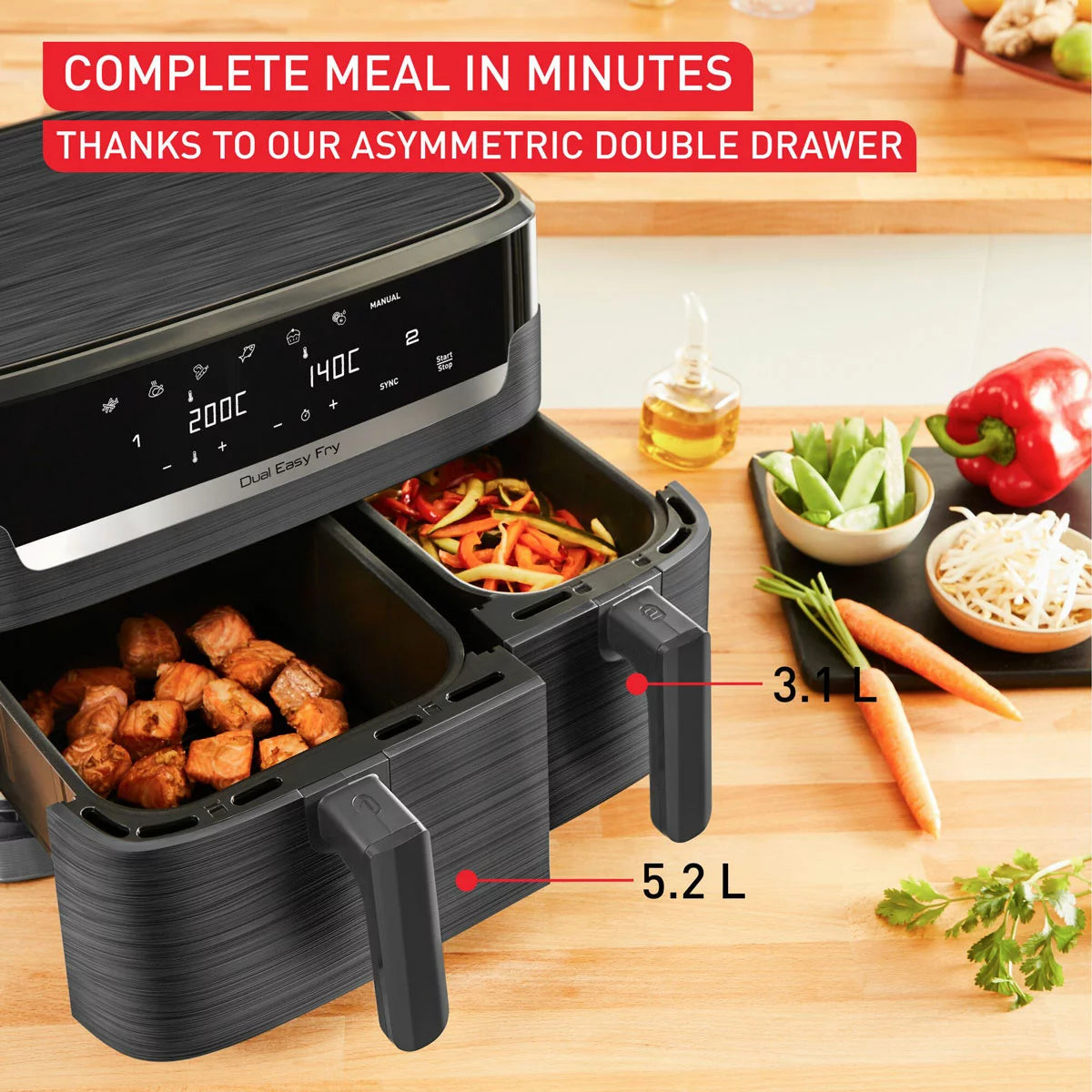 Tefal Easy Fry Essential Dual Air Fryer 8.3L, EY901HG