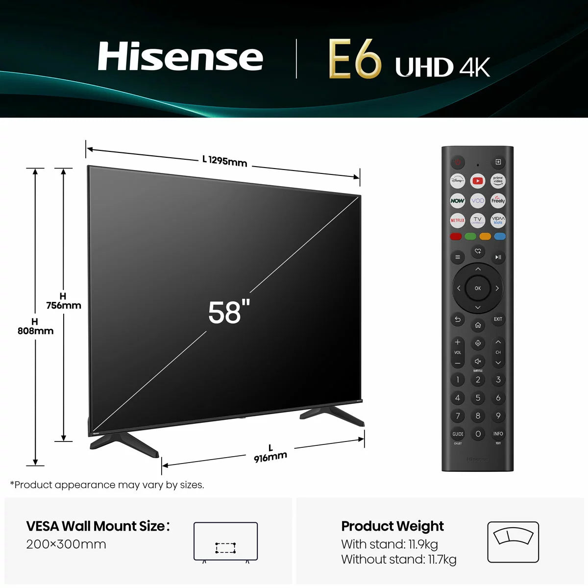 Hisense 58E6QTUK 58 Inch 4K Ultra HD Smart TV