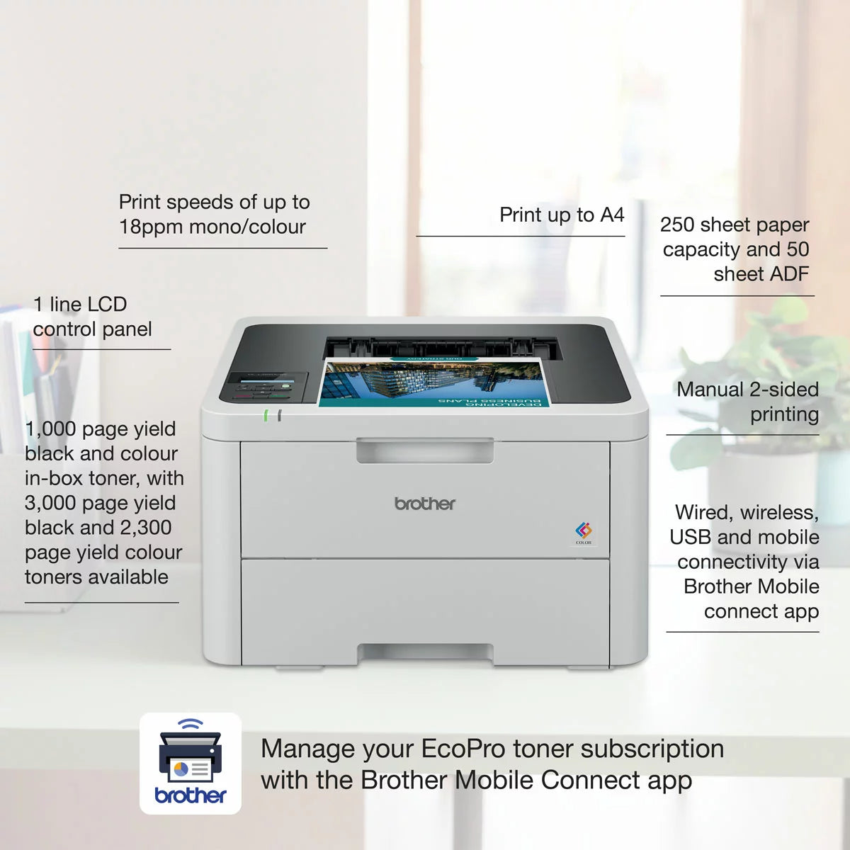 Brother LED colour Printer, HL-L3220CWE