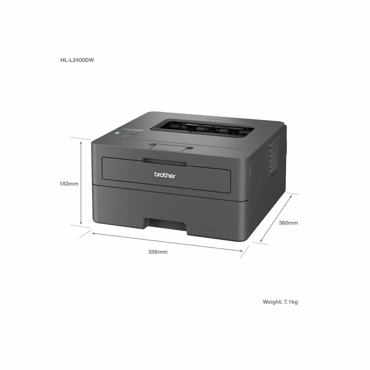 Brother Mono Laser Printer, HL-L2400DWE, view 3