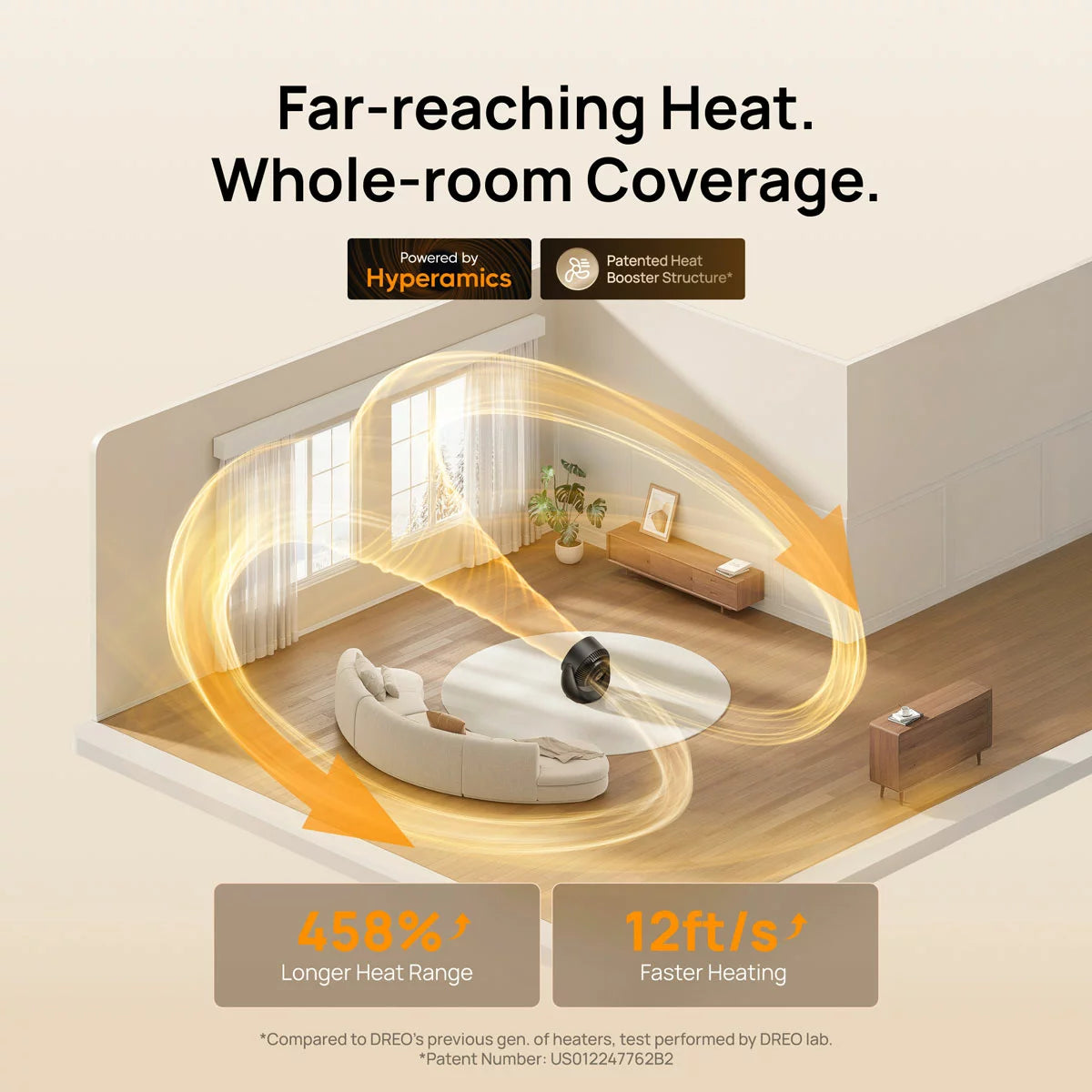 DREO Ceramic Whole Room Heater & Circulator 2000W, DR-HSH015