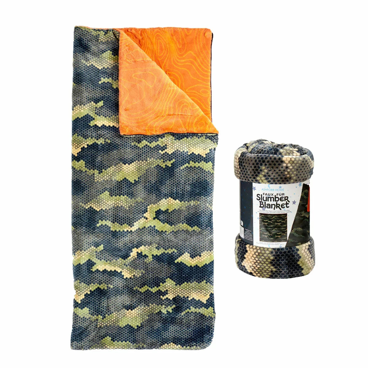 Ashford Home Faux Fur Slumber Bag Blanket in 2 Designs, 137 x 142 cm