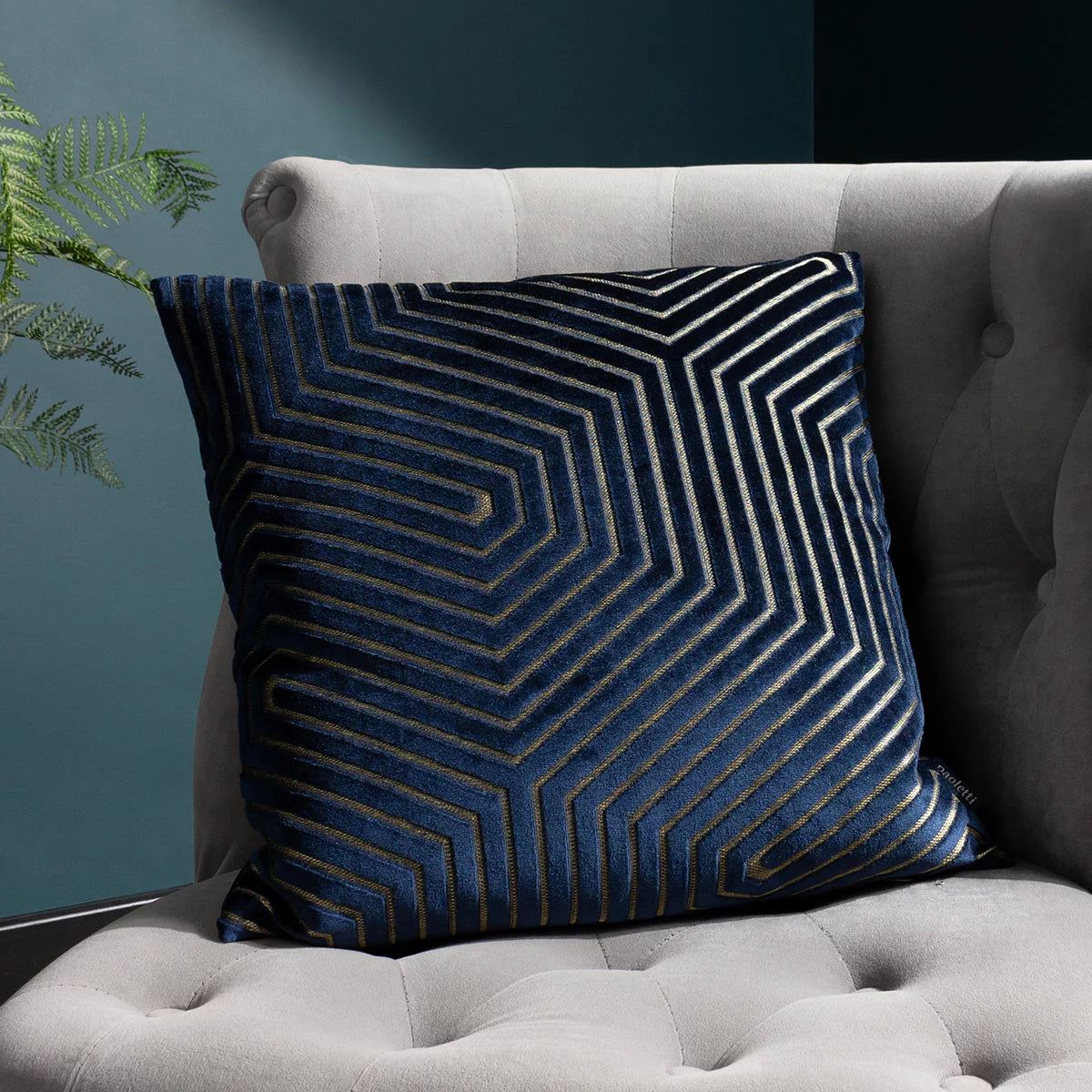 Paoletti Evoke Navy Velvet Feather Fill Cushion 2 Pack, 45 x 45 cm