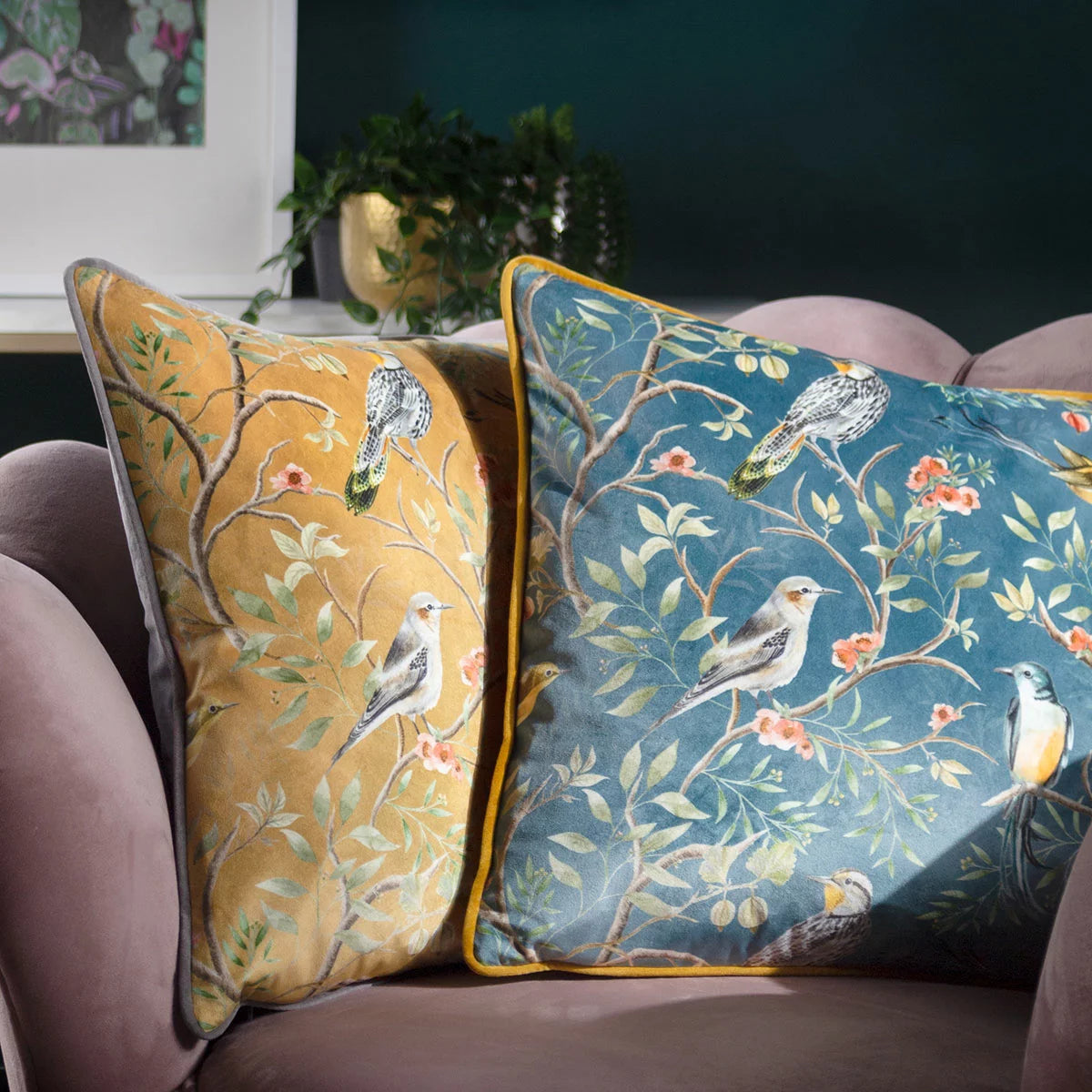 Wylder Chinoiserie Feather Fill Cushion 2 Pack, 43 x 43 cm