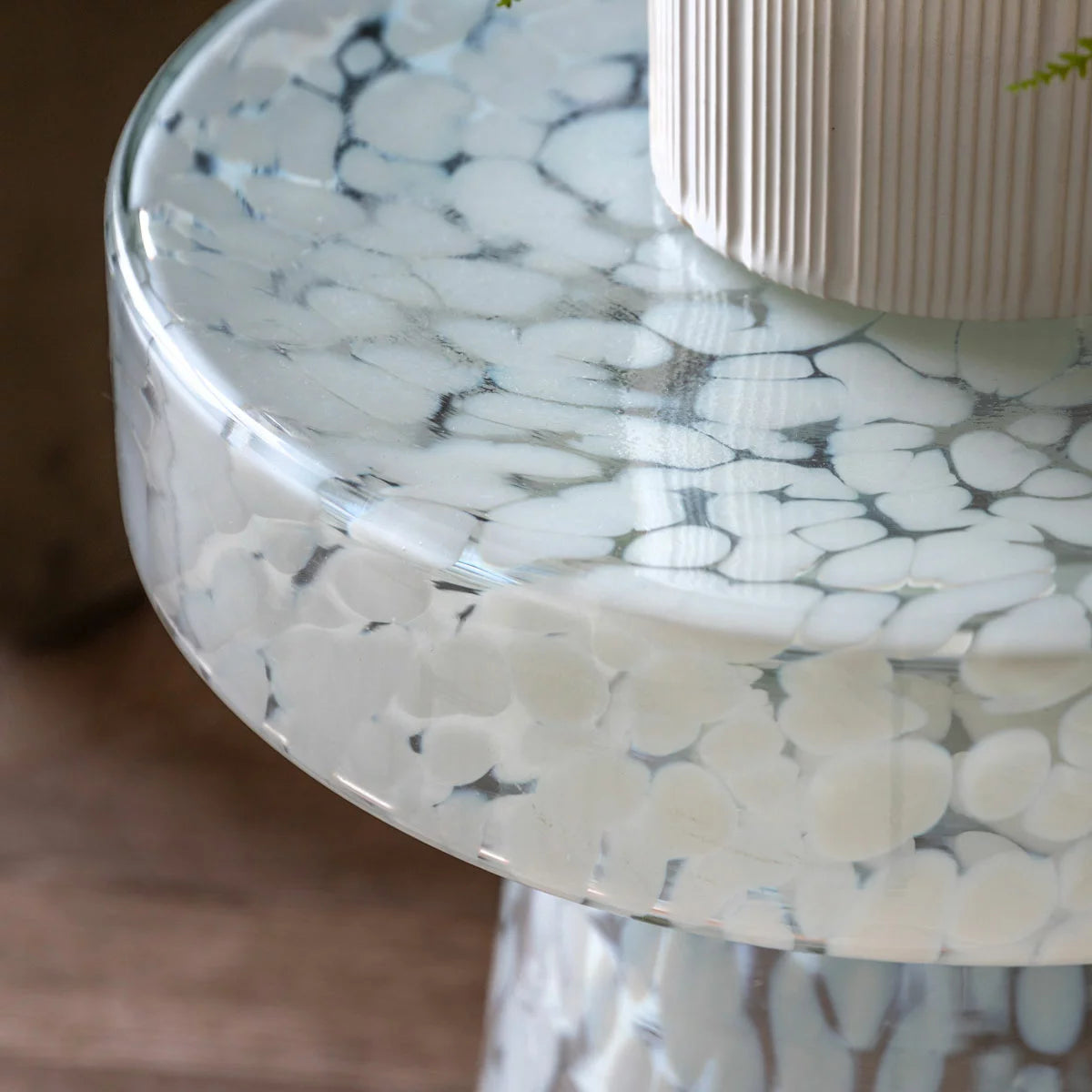 Gallery Murano White Glass Side Table
