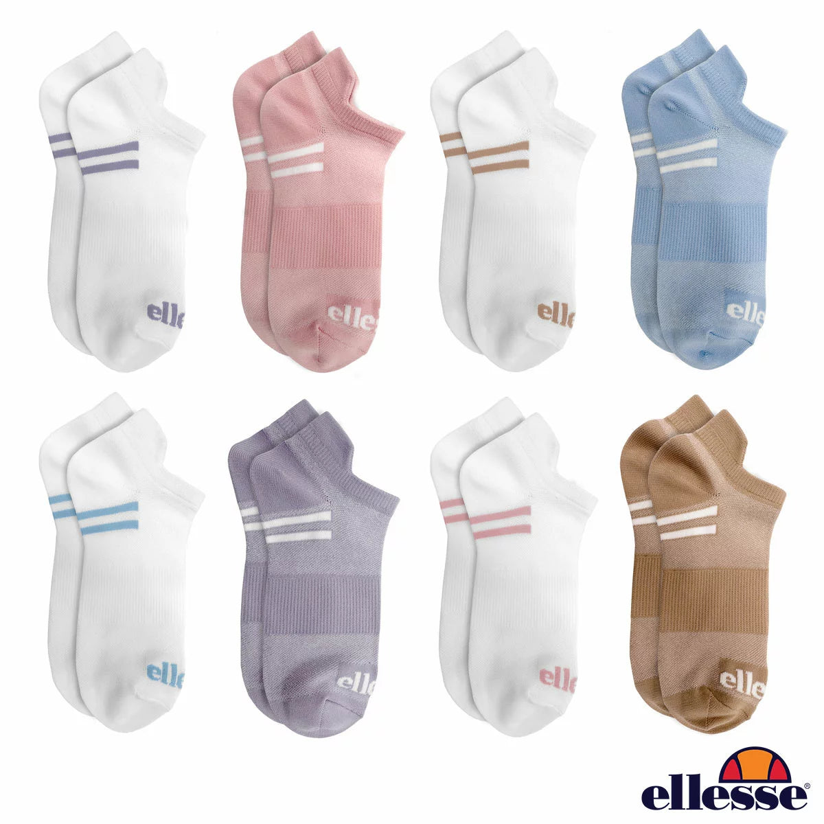 Ellesse Ladies No Show Sports Socks, 8 Pack