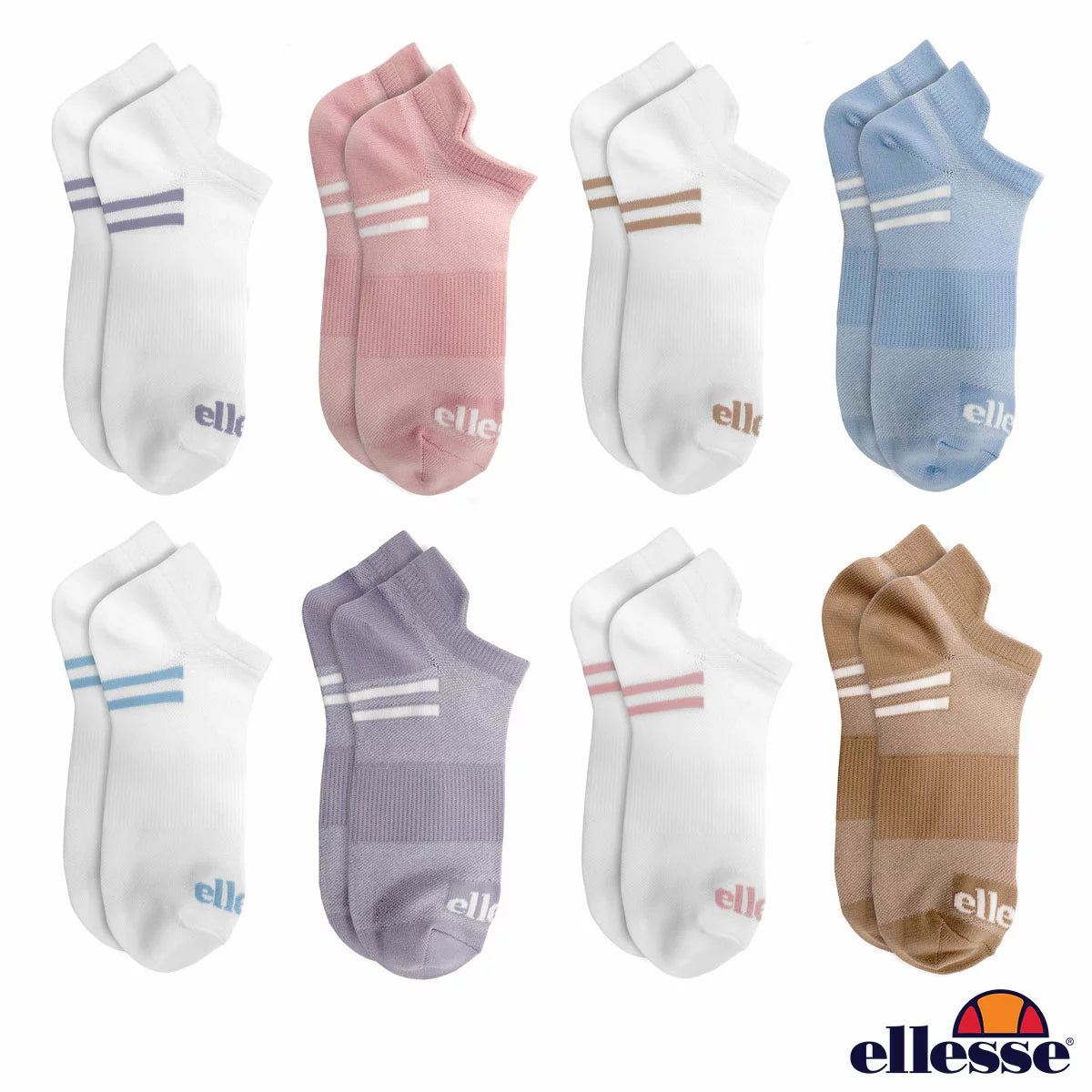 Ellesse Ladies No Show Sports Socks, 8 Pack