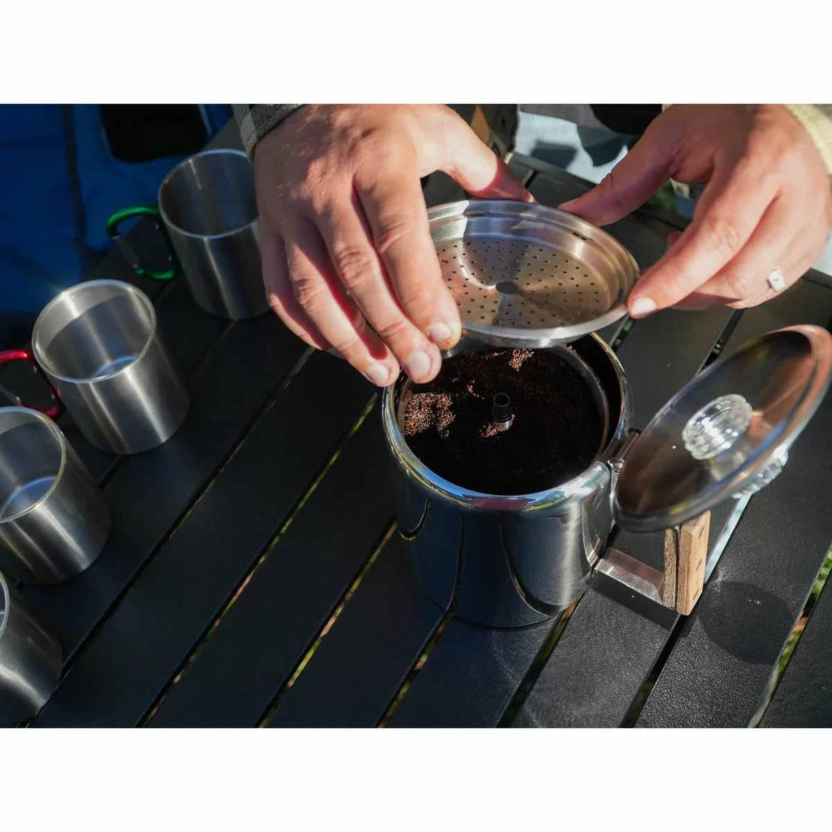 Alpine Mountain Gear Coffee Percolator With 4 Carabiner Mugs