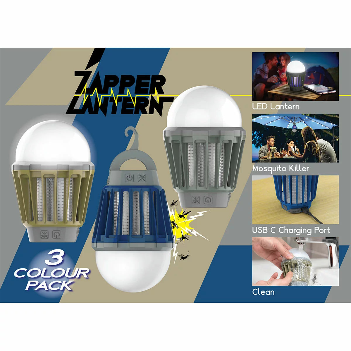 Wisely Rechargeable Mosquito Zapper & Lantern (3 Pack)