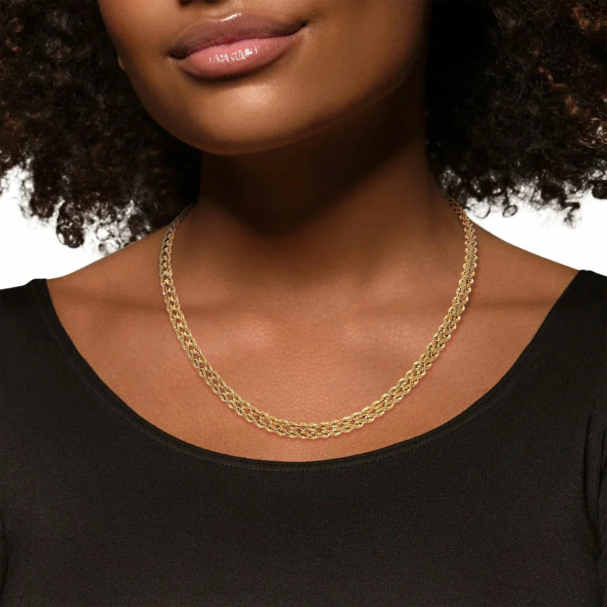 14ct Yellow Gold Double Rope Necklace