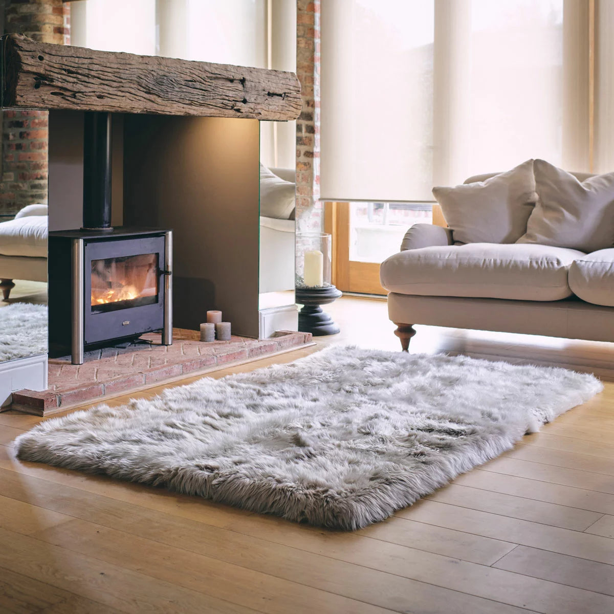 Bowron Sheepskin Area Rug 120 x 180cm in Stone